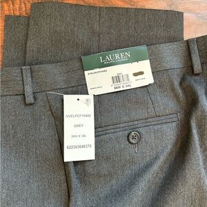 Ralph Lauren Men's Charcoal Flat Front Pants 36 x 34 NWT